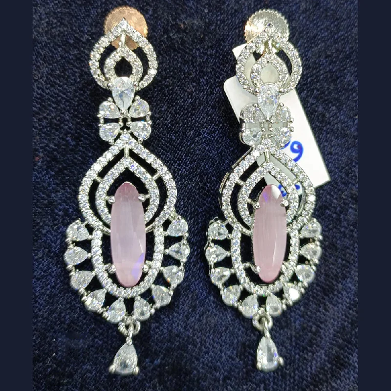 Retro Drop Earrings for Nostalgia -Jain Jewellers Silver Plated AD Dangler Earrings