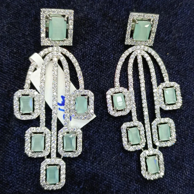 Vintage Drop Earrings with Patina -Jain Jewellers Silver Plated AD Dangler Earrings