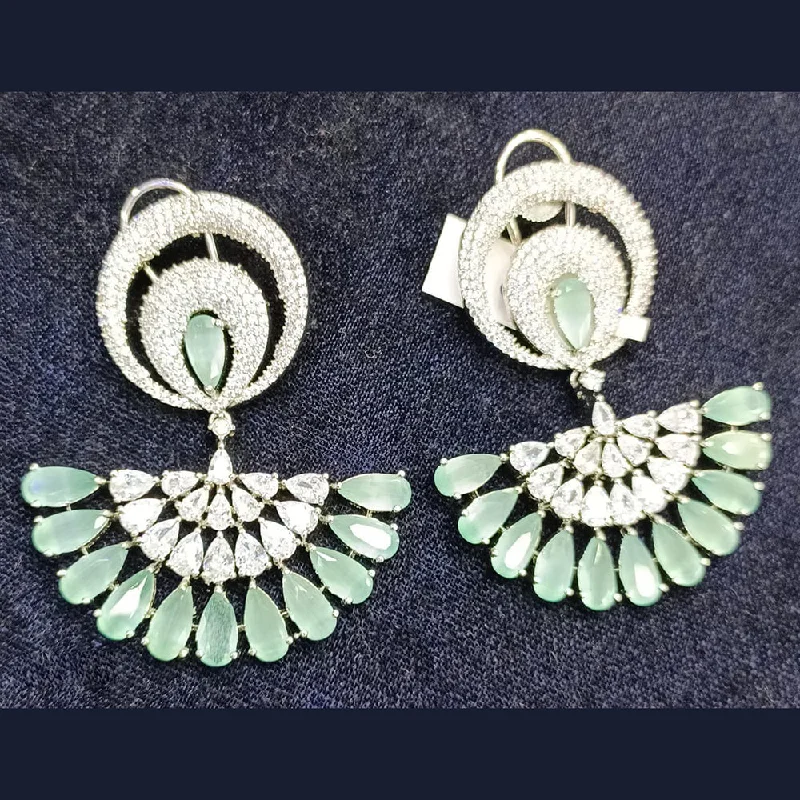 Short Drop Earrings for Subtle -Jain Jewellers Silver Plated AD Dangler Earrings