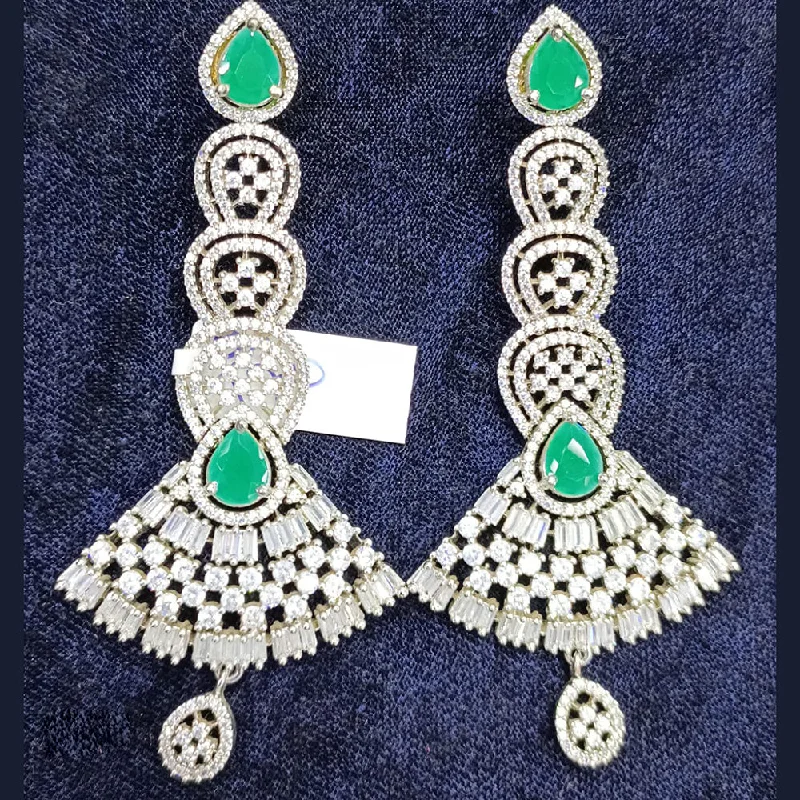 Long Drop Earrings for Dramatic -Jain Jewellers Silver Plated AD Dangler Earrings