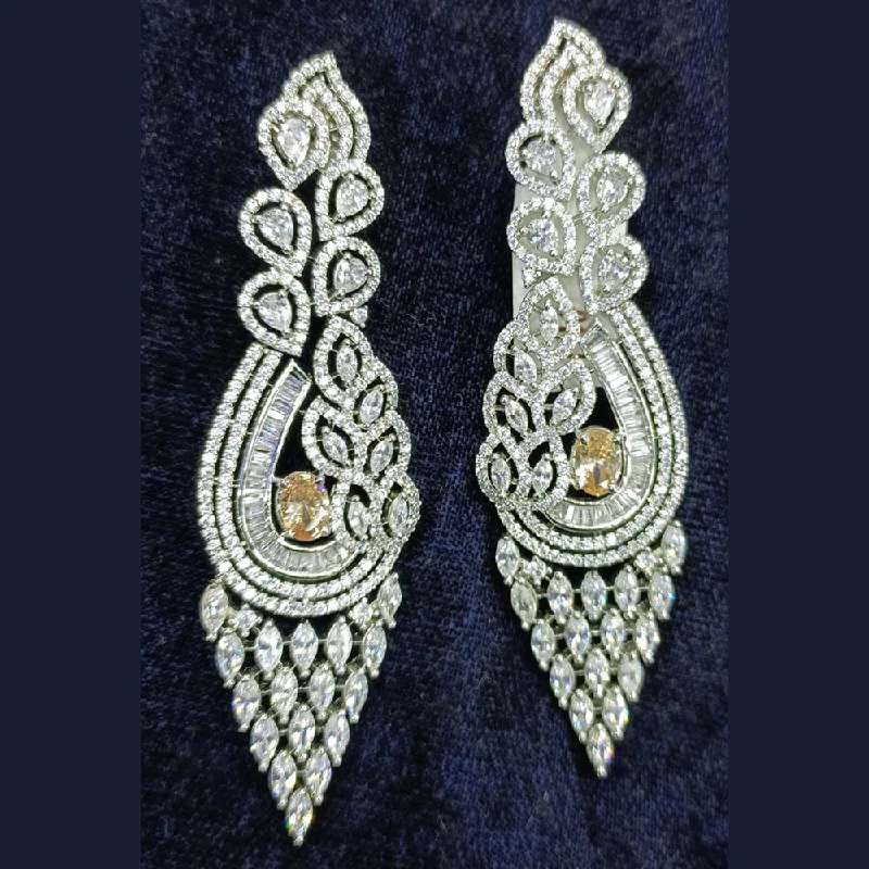 Large Drop Earrings for Statement -Jain Jewellers Silver Plated AD Dangler Earrings