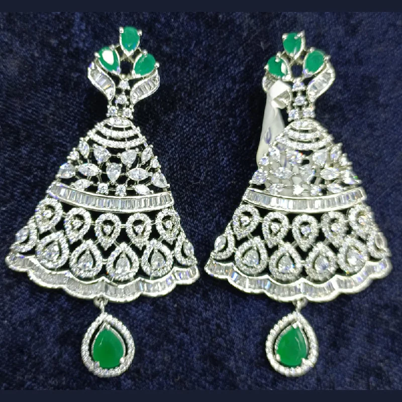 Small Drop Earrings for Delicate -Jain Jewellers Silver Plated AD Dangler Earrings