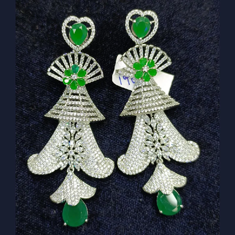 Crystal Drop Earrings for Sparkle -Jain Jewellers Silver Plated AD Dangler Earrings