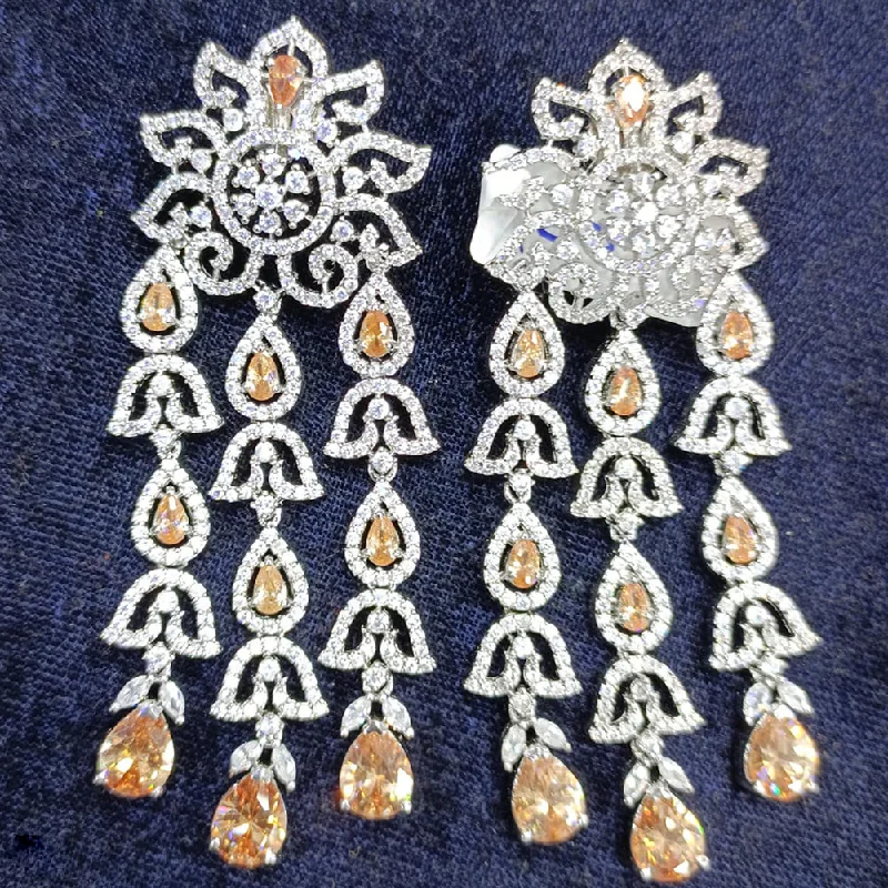 Silver Drop Earrings for Men -Jain Jewellers Silver Plated AD Dangler Earrings