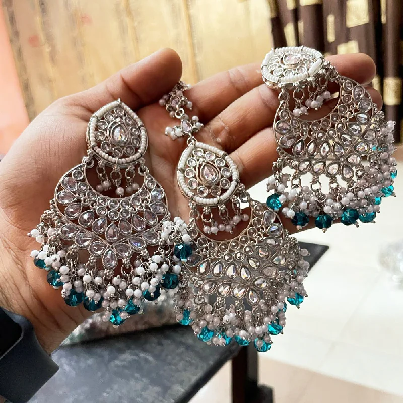 Maximalist Drop Earrings for Bling -Jcm Jewellery Crystal Dangler Earrings With Maangtikka