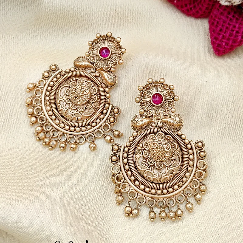 Drop Earrings for Everyday Glamour -Jewel Addiction Copper Gold Pota Stone Dangler Earrings