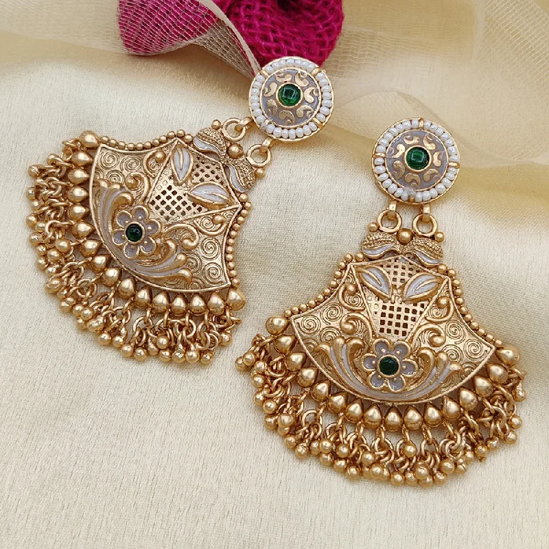 Pearl Drop Earrings for Elegance -Jewel Addiction Copper Rajwadi Finish Pota Stone Dangler Earrings