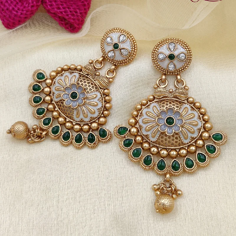 Diamond Drop Earrings for Luxury -Jewel Addiction Copper Rajwadi Finish Pota Stone Dangler Earrings