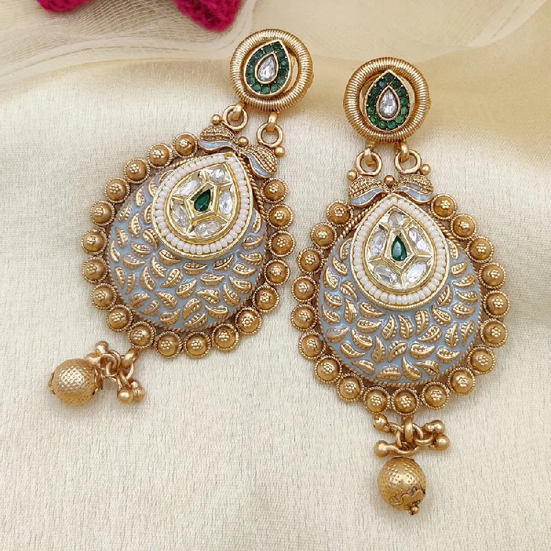 Drop Earrings with Knot Designs -Jewel Addiction Copper Rajwadi Finish Pota Stone Dangler Earrings