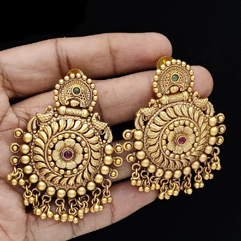 Drop Earrings with Vine Designs -Jewel Addiction Copper Rajwadi Finish Pota Stone Dangler Earrings