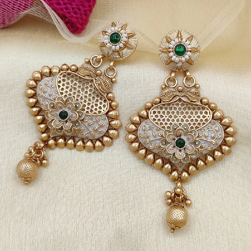 Drop Earrings with Keyhole Designs -Jewel Addiction Copper Rajwadi Finish Pota Stone Dangler Earrings