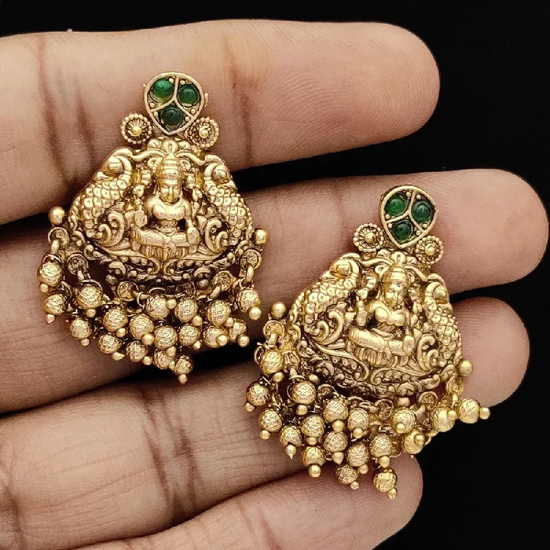 Drop Earrings with Leaf Motifs -Jewel Addiction Copper Rajwadi Finish Pota Stone Dangler Earrings