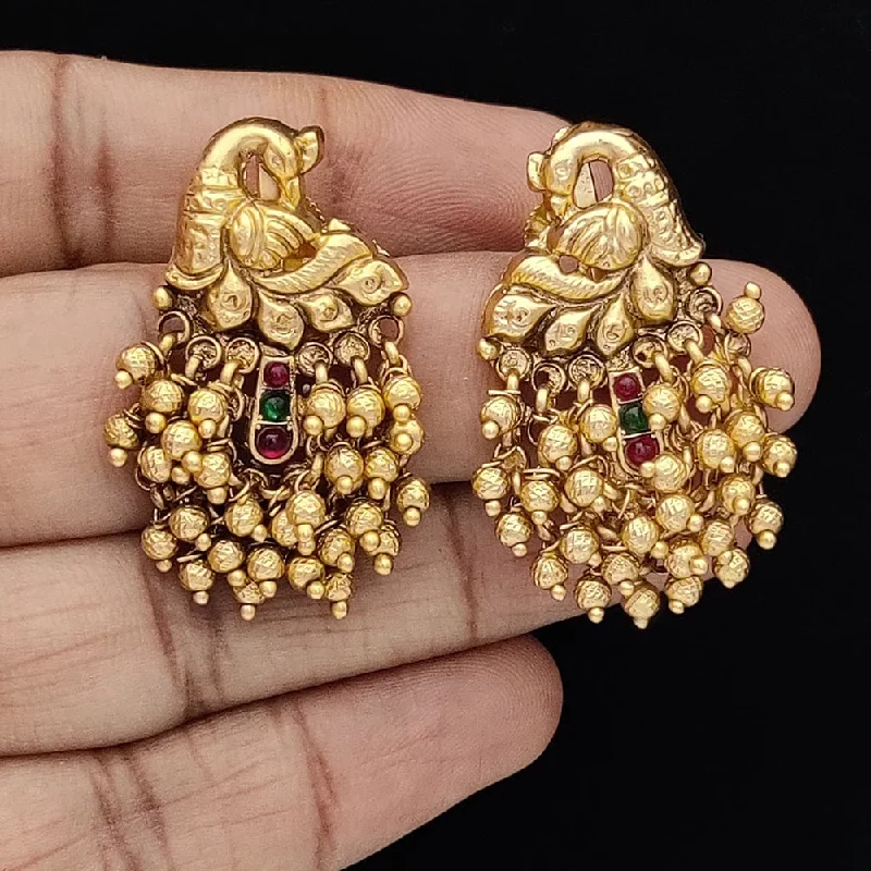 Drop Earrings for Fitness Activities -Jewel Addiction Copper Rajwadi Finish Pota Stone Dangler Earrings