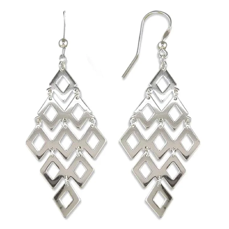 Celtic Drop Earrings with Knotwork -925 Sterling Silver Diamond shape Drop Earrings for Women