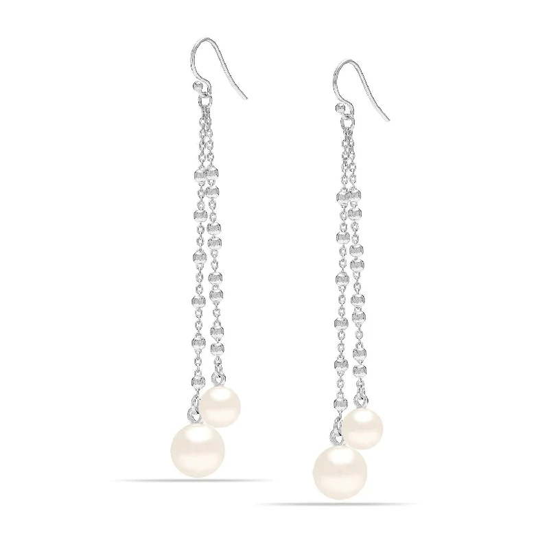 Drop Earrings for Everyday Glamour -925 Sterling Silver Pearl Threader Tassel Long Chain Drop Dangler Earrings for Women Teen