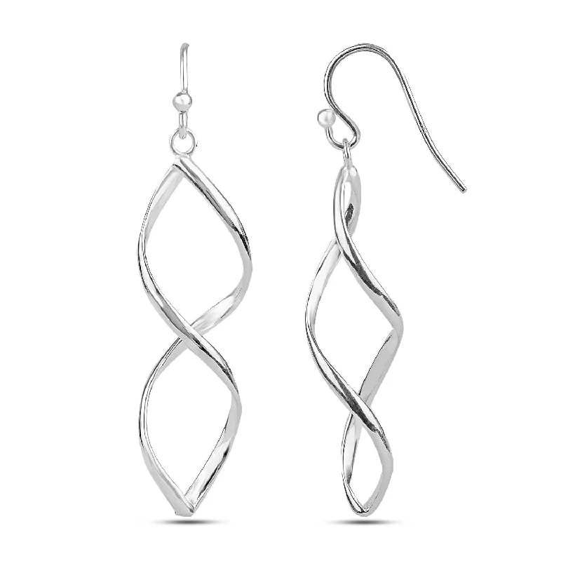 Screw Back Drop Earrings for Security -925 Sterling Silver Wire Figure Eight Dangler Earrings for Women 50 MM