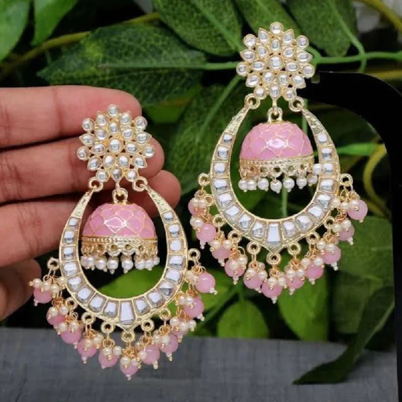 Drop Earrings for Evening Gown -Lucentarts Jewellery Gold Plated Kundan Dangler Earrings