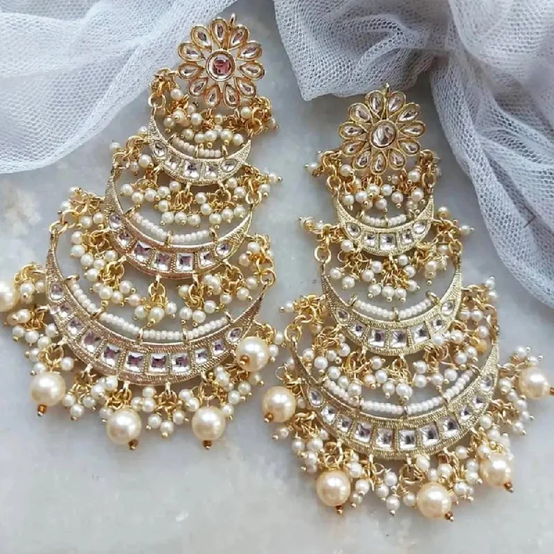 Drop Earrings with Matte Finish -Lucentarts Jewellery Gold Plated Kundan Dangler Earrings