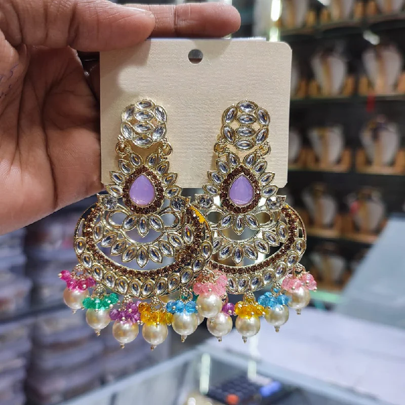 Long Drop Earrings for Dramatic -Lucentarts Jewellery Gold Plated Kundan Dangler Earrings