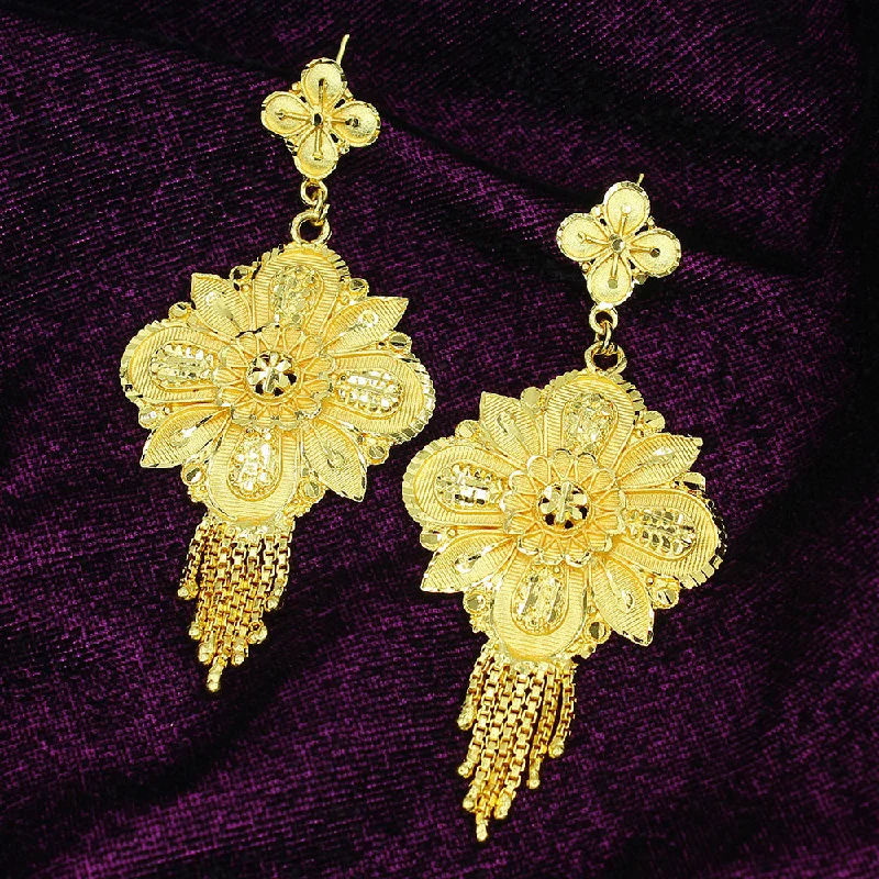 Diamond Drop Earrings for Luxury -Mahavir Dye Forming Gold Dangler Earrings