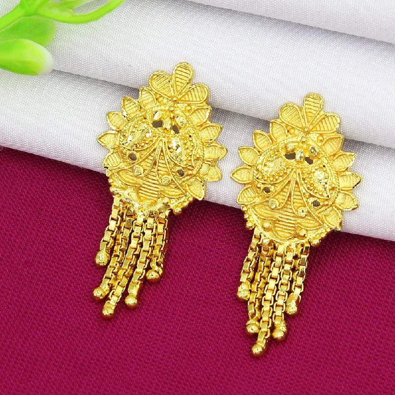 Bohemian Drop Earrings with Tassels -Mahavir Dye Gold Dangler Earrings