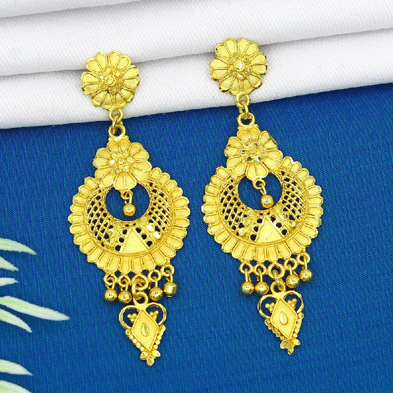 Triangular Drop Earrings for Edge -Mahavir Dye Gold Dangler Earrings