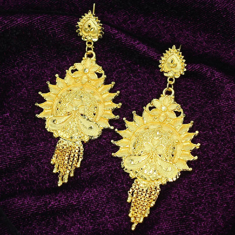 Crystal Drop Earrings for Sparkle -Mahavir Dye Forming Gold Dangler Earrings