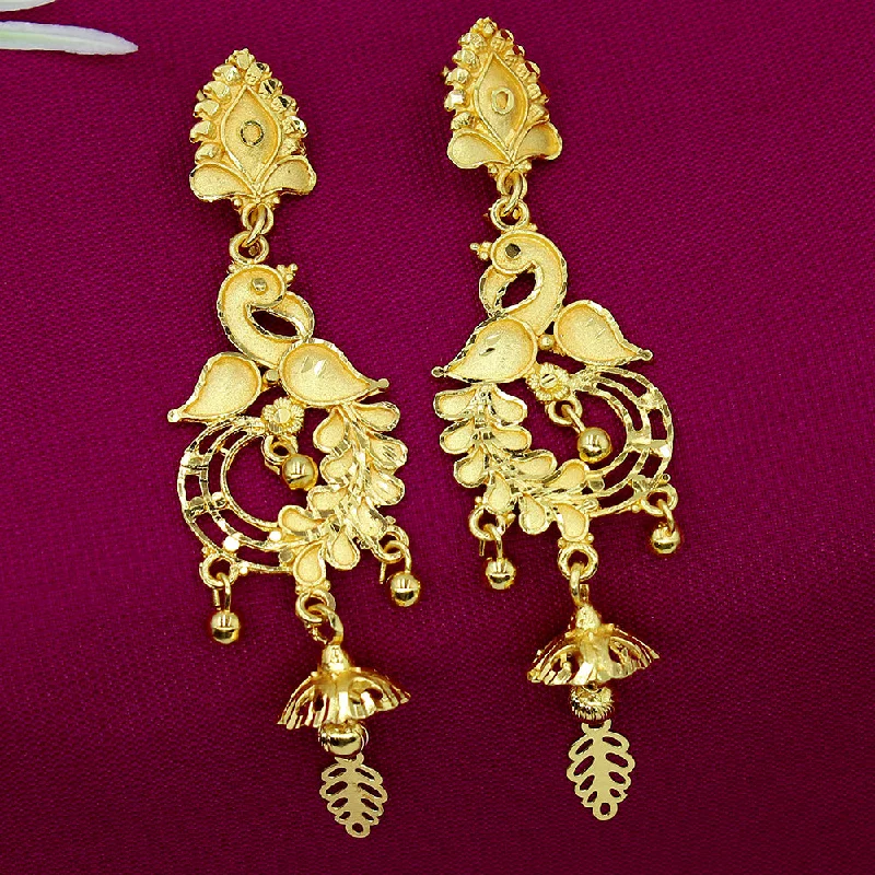 Celtic Drop Earrings with Knotwork -Mahavir Dye Gold Dangler Earrings