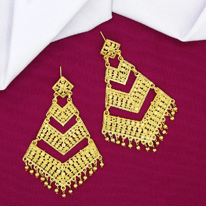 Adjustable Drop Earrings for Custom Fit -Mahavir Dye Gold Plated Dangler Earrings