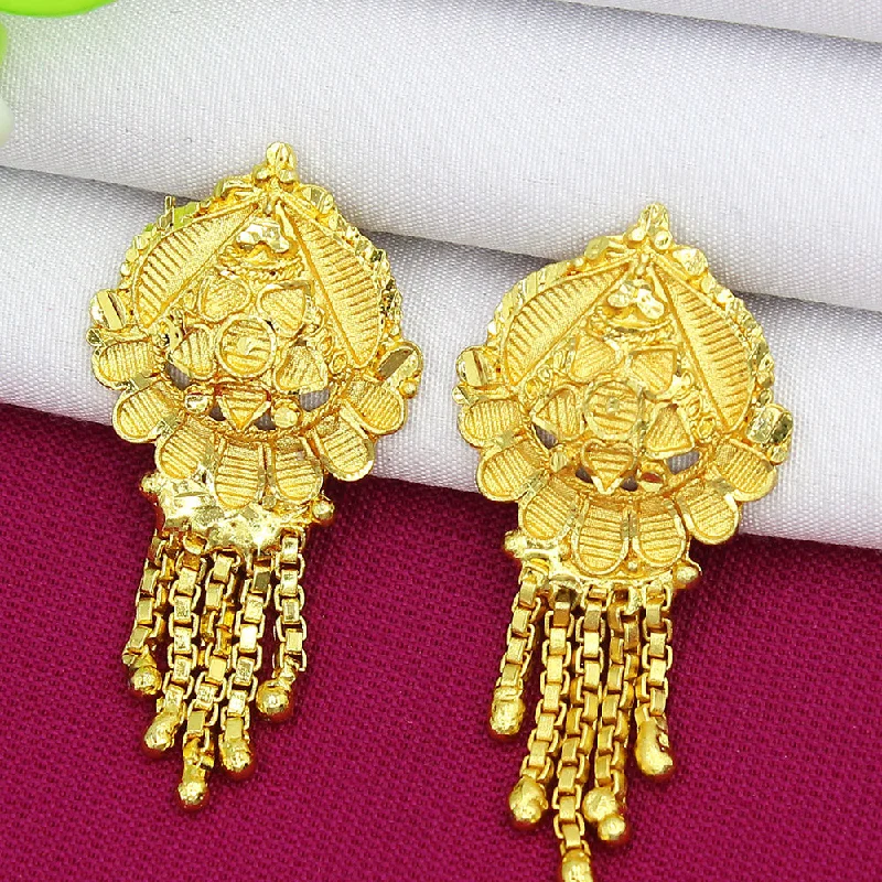 Vintage Drop Earrings with Patina -Mahavir Dye Gold Dangler Earrings