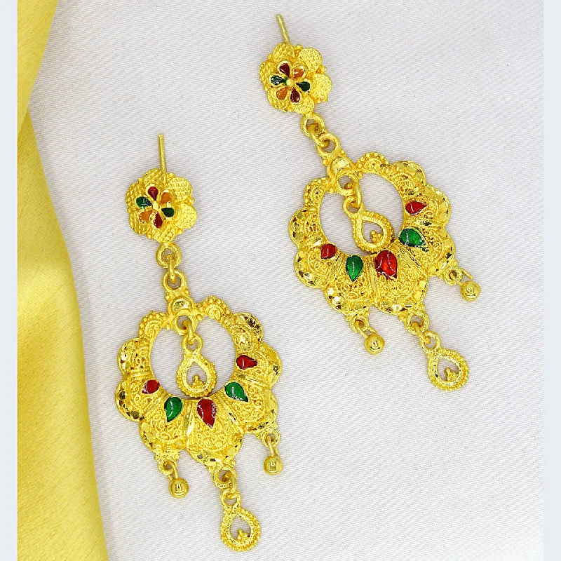 Lightweight Drop Earrings for All Day -Mahavir Dye Gold Plated Meenakari Dangler Earrings