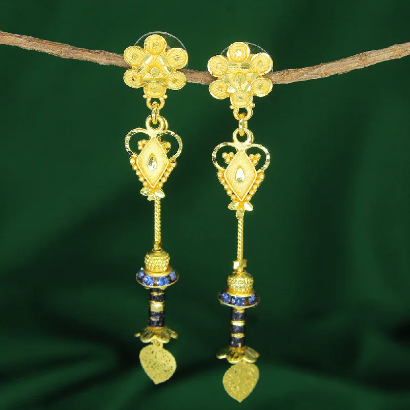 Tarnish Resistant Drop Earrings for Longevity -Mahavir Dye Gold Plated Dangler Earrings