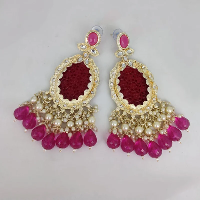 Retro Drop Earrings for Nostalgia -Manisha Jewellery Gold Plated Kundan and Beads Dangler Earrings