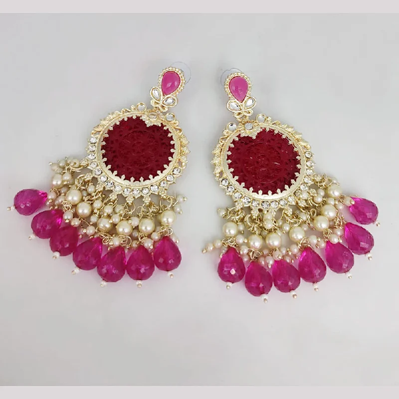 Vintage Drop Earrings with Patina -Manisha Jewellery Gold Plated Kundan and Beads Dangler Earrings