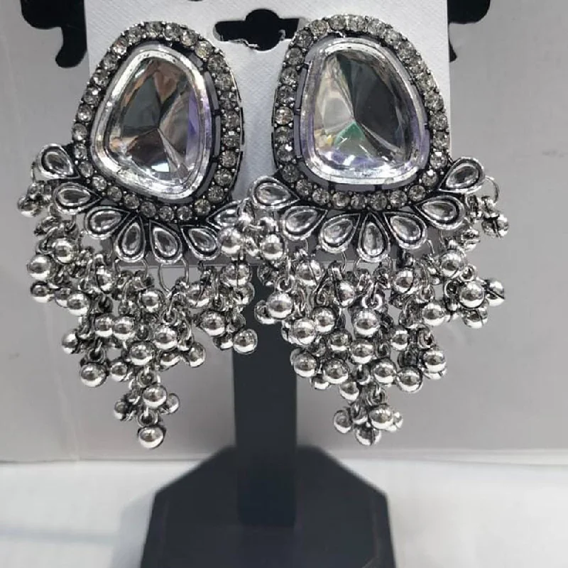 Drop Earrings with Embossed Patterns -Manisha Jewellery Oxidised Plated Crystal Stone Dangler Earrings