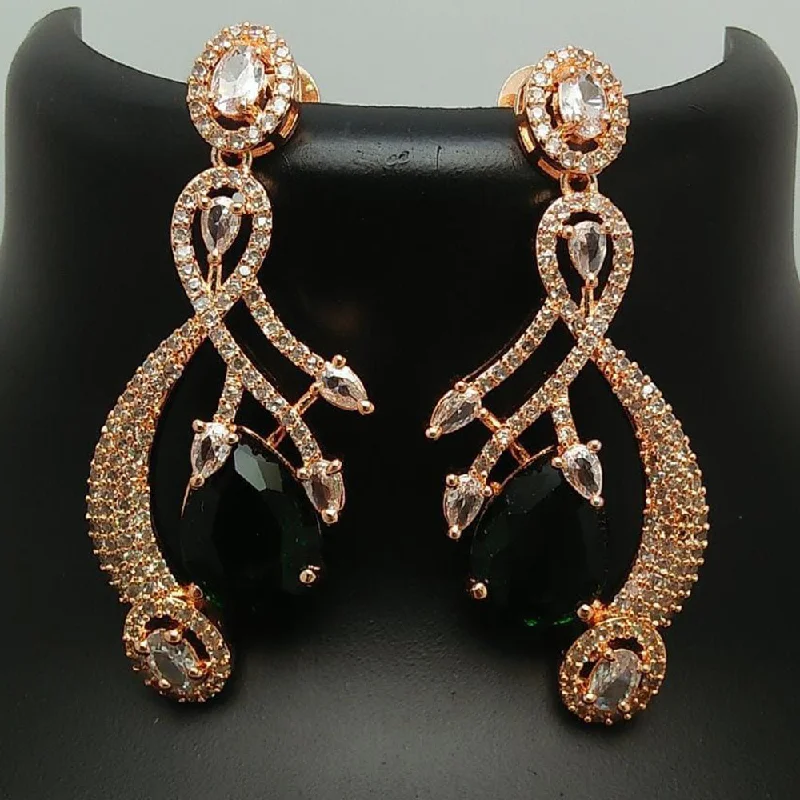 Drop Earrings with Abstract Designs -Manisha Jewellery Rose Gold  Plated AD Dangler Earrings