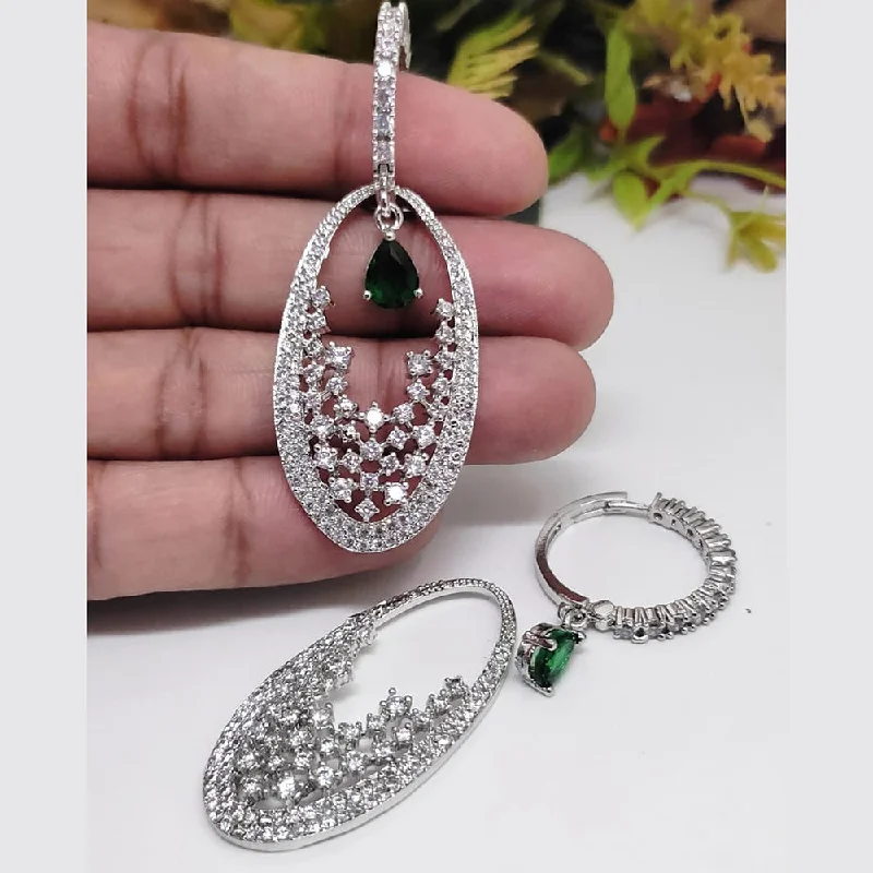 Rhinestone Drop Earrings for Sparkle -Manisha Jewellery Silver Plated AD Dangler Earrings