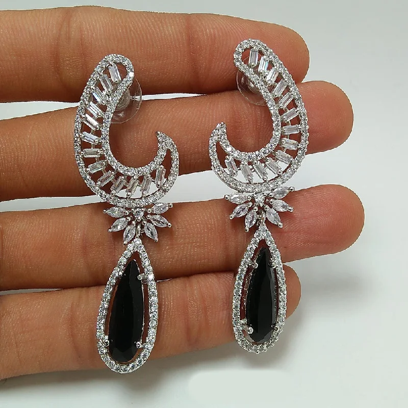 Drop Earrings for Valentine's Day -Manisha Jewellery Silver Plated AD Stone Dangler Earrings