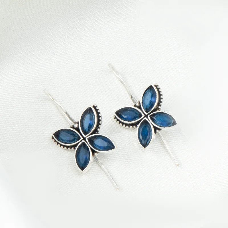 Star Shaped Drop Earrings for Charm -Nipura Blue Pankhuri Drop Earrings