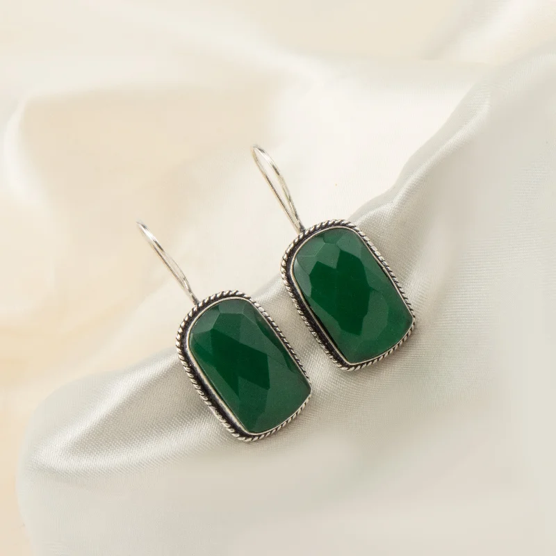 Triangular Drop Earrings for Edge -Nipura Green Crystal Drop Earrings