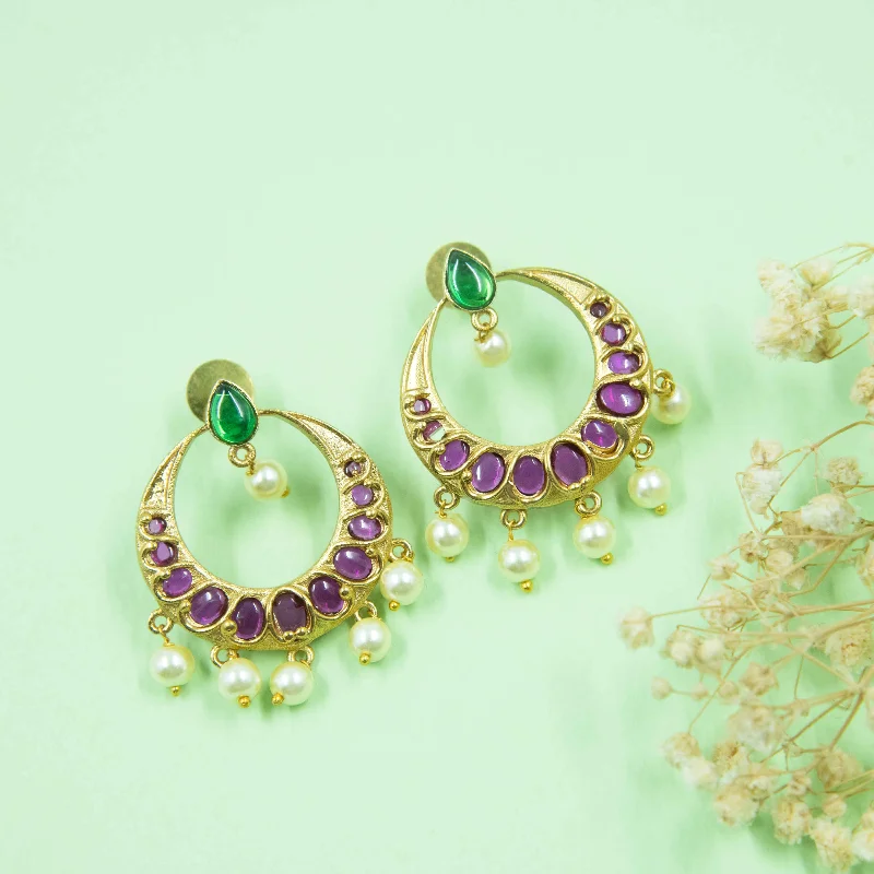 Adjustable Drop Earrings for Custom Fit -Nipura Kundan Kalapi Dangler Earrings