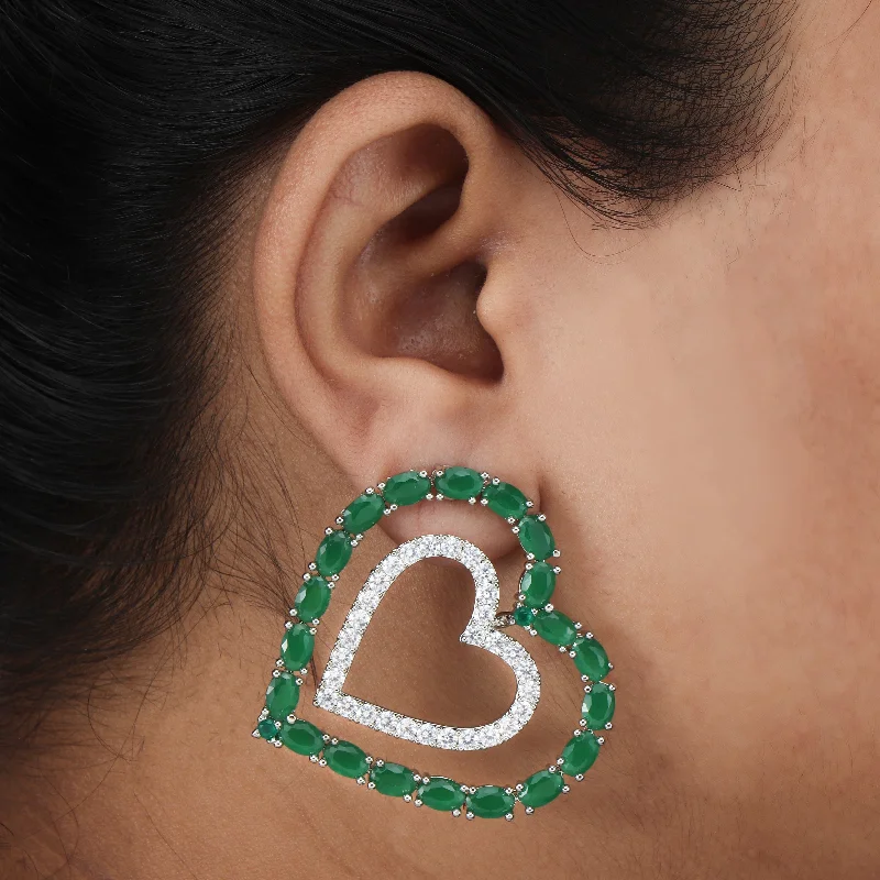 Small Drop Earrings for Delicate -Nipura "Dear Heart" Bold-Dangler Earrings