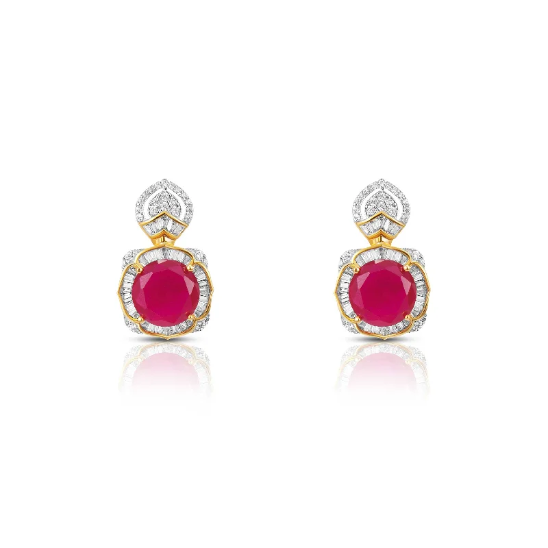 Drop Earrings with Matte Finish -Nipura Red lotus drop earrings