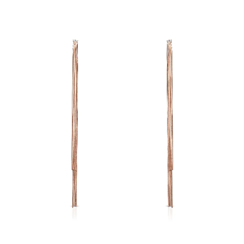 Drop Earrings with Polished Shine -Nipura Rosegold Long Tassel Drop earrings