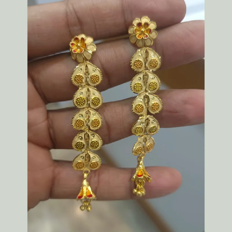 Screw Back Drop Earrings for Security -Pari Art Jewellery Forming Gold Dangler Earrings