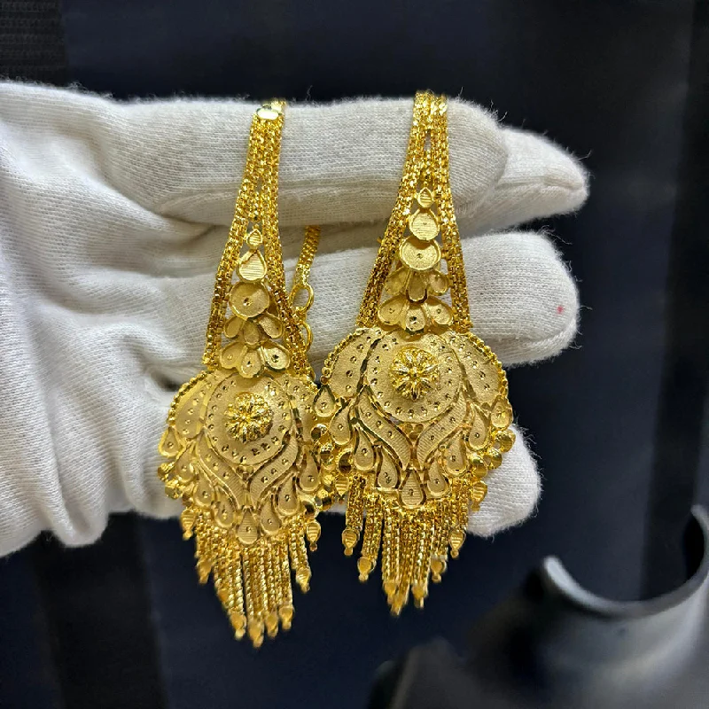 Drop Earrings with Symbolic Elements -Pari Art Jewellery Gold Forming Dangler Earrings