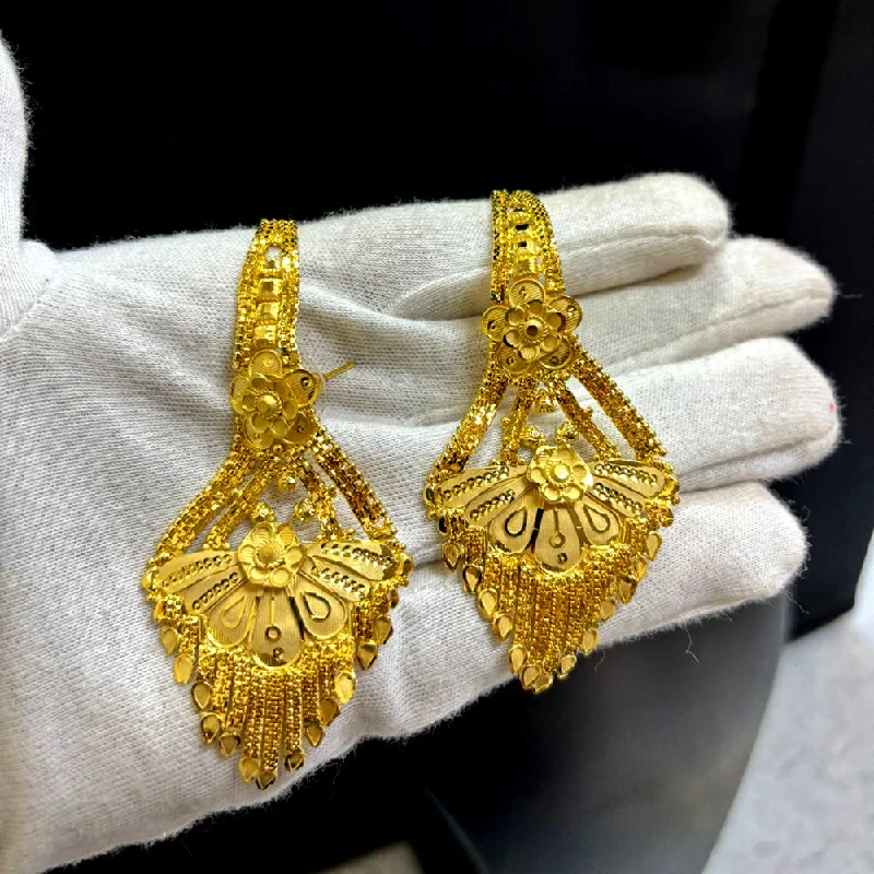 Drop Earrings with Abstract Designs -Pari Art Jewellery Gold Forming Dangler Earrings