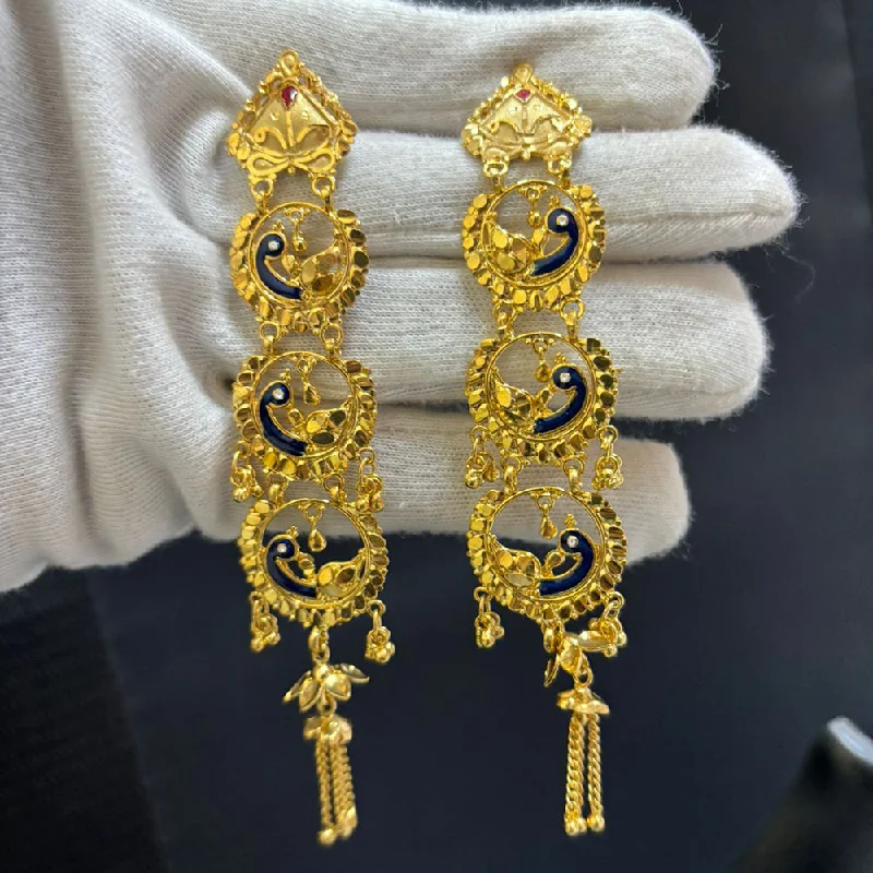 Drop Earrings for Travel Look -Pari Art Jewellery Gold Forming Dangler Earrings