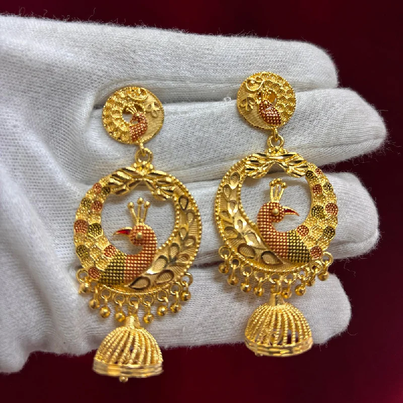 Drop Earrings with Abstract Designs -Pari Art Jewellery Gold Forming Dangler Earrings