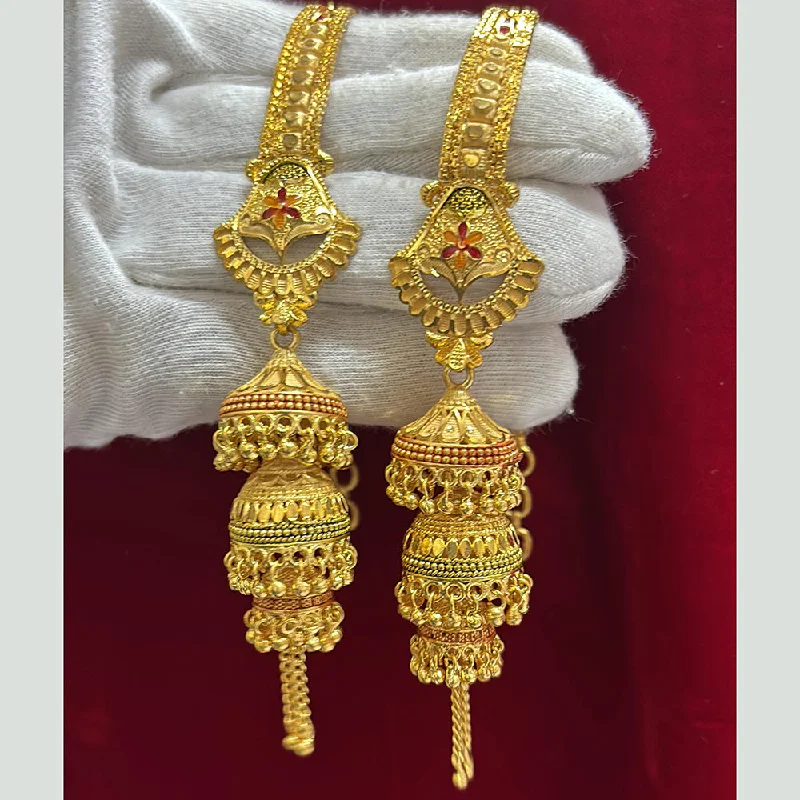 Drop Earrings for Wedding Ceremony -Pari Art Jewellery Gold Forming Dangler Earrings